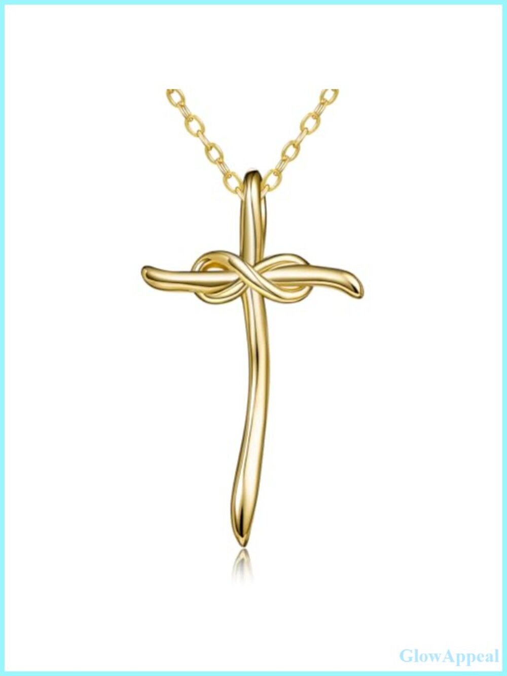 14K Gold Toned Infinity Cross Pendant Necklace Y-Shaped Minimalist